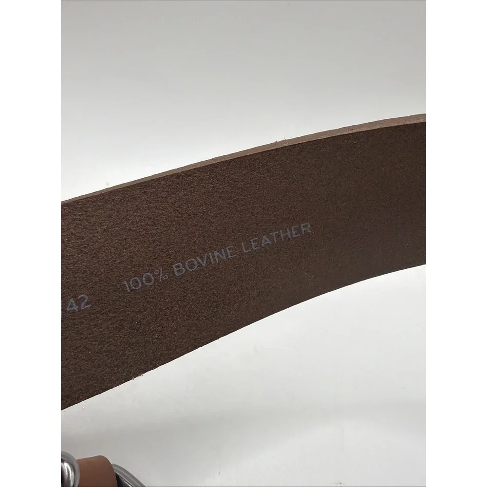 Levis Leather Belt Mens 42 Brown Bovine Leather Classic Casual Silver‎ Buckle